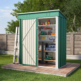 Asofer Outdoor Metal Storage Shed Galvanized Steel Tool House with Lockable Doors & Vents Waterproof for Backyard Garden Patio, Green