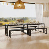 45.5" Dining Table Set for 4 with 2 Benches - Black