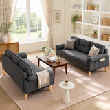 Sofa Set, 2-Pack 70" Seater Sofa with Extra Deep Seats, Lofka Comfy Upholstered Big Loveseat Couch for Living Room, Mid-Size Apartment, Gray Couch