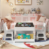4-in-1 Kids Table and Chairs Set with Removable Tabletop Storage, Toddler Craft Table and Charis for Drawing Playing Studying Eating in Playroom Kids Room Living Room