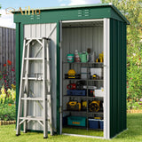 5'x 3'Outdoor Storage Shed with Lockable Door for Backyard Patio Lawn - Green