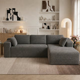 Lofka 105" Modular L-Shaped Couch for Living Room Right Facing Chaise Deep Seat Convertible Corduroy Sofa Boneless Sectional Couch Grey