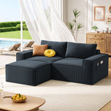 Lofka 80" Sectional Sofas Black,Corduroy l Shaped Couch for Living Room Cloud Sofas,No Assembly Required