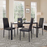 Aiho 5-Piece Kitchen Dining Table Set for 4 for Dining Room, Black