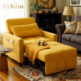 Convertible Sleeper Chair, Aiho 3-in-1 Convertible Sofa Bed Recliner Chair with Pull Out Couch - Yellow