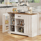 Coffee Bar, Aiho 45" Kitchen Storage Cabinet, Sideboard Buffet Cabinet with 14 Shelves, 1 Drawer - Retro Desktop