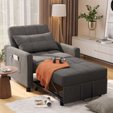 Noelse Convertible Chair Bed, 3-in-1 Sleeper Chair Bed with 3 levels Adjustable Backrest for Living Room Bedroom Apartment Small Space,Gray