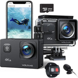 WOLFANG Action Camera Full HD 1080P WiFi, 2 LCD 170 Degree Angle Sports