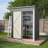 Asofer Outdoor Metal Storage Shed Galvanized Steel Tool House with Lockable Doors & Vents Waterproof for Backyard Garden Patio, Dark Gray