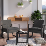 Noelse 3 Piece Patio Furniture Set, Wicker Rocking Chair Set with Table and Cushions for Patio,Balcony,Porch, Black