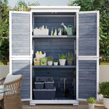 Outdoor Storage Cabinet with 3 Shelves, with Double Lockable Door, Waterproof Roof, Outside Vertical Tall Tool Shed for Yard Patio Lawn Deck - Gray