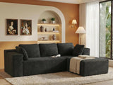 Modular Sectional Boneless L-Shaped Couch for Living Room, 105" Cloud Corduroy Sofa with Deep Seat, Oversized Right Facing Chaise No Assembly Required, Black