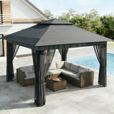 Patio Furniture Set - Includes 7 PCS Wicker Sectional sofa & 11x11 Pop Up Gazebo, 121 Square feet of Shade for Poolside, Garden, Party
