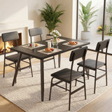 Asofer 5 Piece Dining Table Set with Upholstered PU Chairs, Kitchen Table and Chairs Set for Small Space, Black