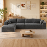 Lofka 134.3" Modular Cloud Sofa, L-Shaped Sectional Couch with Left-Facing Chaise,Corduroy Sofa for Living Room