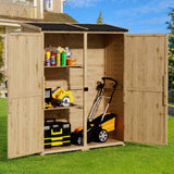 Double Lockable Doors Storage Cabinet with Large Storage Space and 2 Removable Shelves - Natural