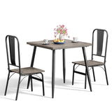 30" H Dining Table Set for 2 with 2 Chairs for Home, Apt, Balcony - Gray