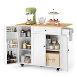 Kitchen Island with Storage, Asofer Multifuctional kitchen island for Kitchen with Drop Leaf, White