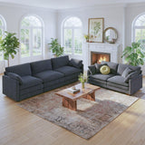 Sofa and Loveseat Set, Lofka 2 Piece Set Corduroy Sofa Couch, 3 Seater & Loveseat Sofa with Deep Seats, Modern Living Room Furniture Set, Dark Gray