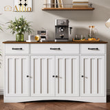 55" L Kitchen Storage Cabinet, Coffee Bar Cabinet with Adjustable Shelves & Doors & Drawers, Sideboard Buffet Cabinet for Kitchen, Dining Room - Brown