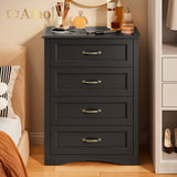 4 Drawer Dresser for Bedroom, Tall Wood Dresser with Large Drawer & Delicate Handles for Closet, Living Room, Hallway - Black
