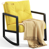 Patio Furniture , Outdoor Patio Rocking Chair with Soft Cushion for Patio, Garden - Yellow