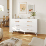 Asofer 6 Drawer Dresser Chest for Clothes and Toys, Wood Storage Cabinet for Bedroom Living Room, White