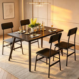 Dining Table Set for 4, Modern Kitchen Table and 4 Chairs for Small Spaces, Breakfast Nook, Black