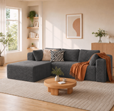 Sectional Sofa, Asofer 105" L-Shape Modular Couch With Corduroy Fabric for Living Room, Free Assembly, Dark gray (Left Facing Chaise)