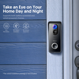 VICTURE Wireless Video Doorbell Camera WiFi 1080P Security Doorbell Camera With Chime and Batteries, Black