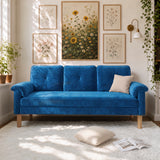 70" Velvet Sofa Lofka Modern Sofa for Living Rooms,Bedrooms and Offices Blue 3 Seat Sofa Couch