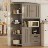 Double Door Cabinet and Three Drawers, Gray