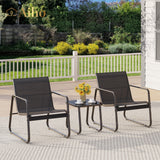 3 Pieces Patio Furniture Set,Textilene Modern Conversation Black Bistro Set with Tea Table for Home,Lawn,Balcony and Bistro - Black