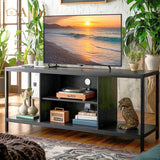 55 "L TV Stand for TVs up to 65", 65 inch TV stand with Storage Shelves for Living Room - Black
