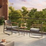 3-Piece Outdoor Rocking Conversation Set - Gray