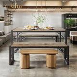 45.5" Dining Table Set for 4, Kitchen Table with 2 Benches for Kitchen, Dining Room - Gray