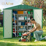 6' x 4' Metal Outdoor Storage Shed with Double Lockable Doors - Green