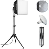 RALENO Softbox Lighting Kit, 16'' x 16'' Photography Studio Equipment with 50W / 5500K / 90 CRI LED Bulb, Continuous Lighting System for Video Recording and Photography Shooting