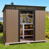 Storage Shed With Sliding Doors and Large Capacity for Your Home - Brown