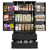 63'' Large Kitchen Pantry Cabinet with Drawers, Noelse Pantry Storage Cabinets with 2 Doors and 3 Shelves for Kitchen Dining Room and Living Roomk