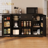 Coffee Bar, Aiho 45" Kitchen Storage Cabinet, Sideboard Buffet Cabinet with 14 Shelves, 1 Drawer - Black