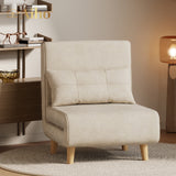 Convertible Chair Bed Futon Sofa with Adjustable Backrest, Accent Chair for Apartment, Bedroom, Office - White