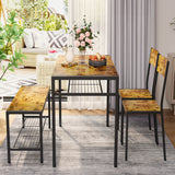 Dinning Table for 4, Kitchen Table and 2 Chairs for 4 with Bench, 4 Piece Dining Table Set for Small Space, Apartment - Retro