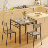 Dining Table Set for 2, 3 Piece Kitchen Table and Chairs Set for Dining Room & Kitchen-Gray