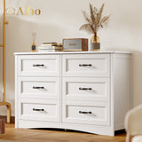 Drawer Dresser with 6 Drawers for Bedroom - White