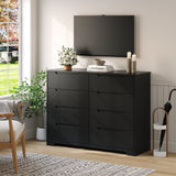 Asofer Queen Bedroom Furniture Set, Bed Frame with Charging Station, 2 Nightstands, 6 Drawer Dressers & 8 Drawer Dressers
