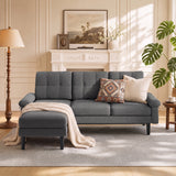 Lofka 80" Gray Linen Sectional Sofa with Left-Side Chaise, 3 Seat L-Shaped Couch, living room sofa with Deep Seats