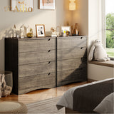 Dresser with 4 Drawers, Wood Tall Chest, Built-in Handle Drawers for Bedroom, Home, Living Room, Hallway - Gray