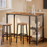 Lofka Bar Table Set for 2, Pub Dining Table Set for Dining room, Kitchen, Home Bar with 2 Stools 250lbs, Retro