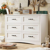 30 "H White Dresser for Bedroom, Double Drawer Dresser, 6 Drawer Dresser for Bedroom, Living Room - White